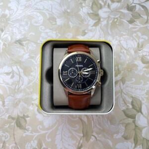 FOSSIL BQ2261 FLYNN GOLD BLACK BROWN LEATHER CHRONOGRAPH  MEN WATCH